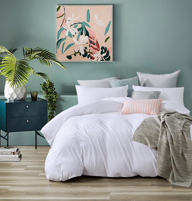 Cotton Quilt Cover Set - White - Super King