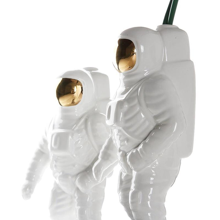 Spacewalker Ceramic Vase with Dried Flowers - Tabletop Decor Tool - White