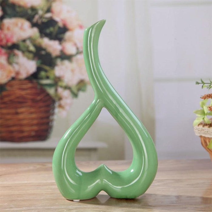 Creative Heart-shaped Ceramic Flower Vase for Home Office or Wedding Decor - Yellow