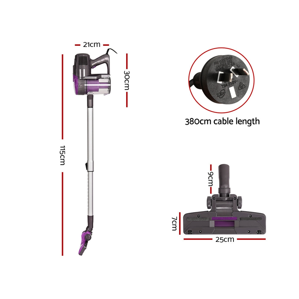 Devanti Stick Vacuum Cleaner Bagless Corded 500W Purple