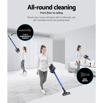 Devanti Stick Vacuum Cleaner Brushless Cordless 250W Blue